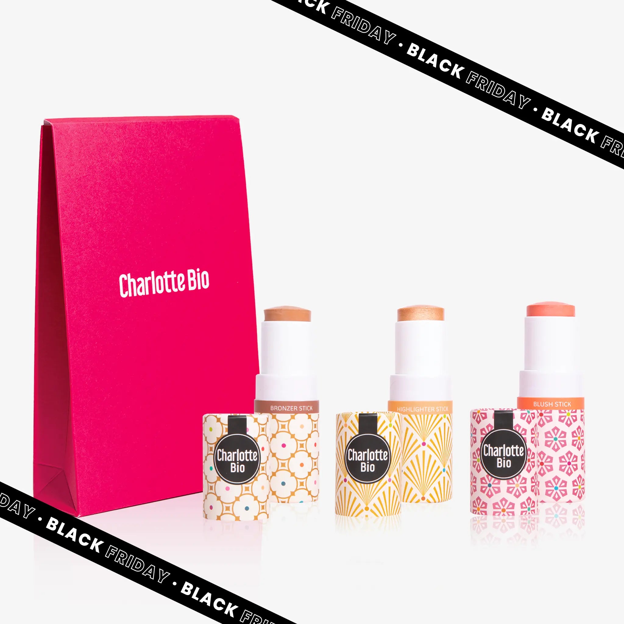 Trío de barras de tez: bronceador + colorete + iluminador